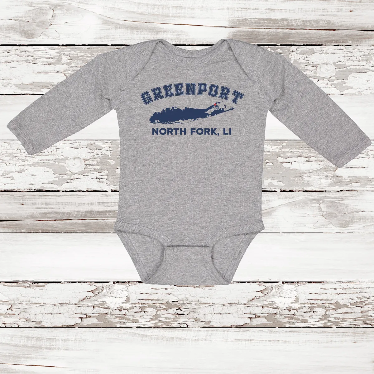 Greenport North Fork Long Sleeve Baby Onesie | Classic Colors