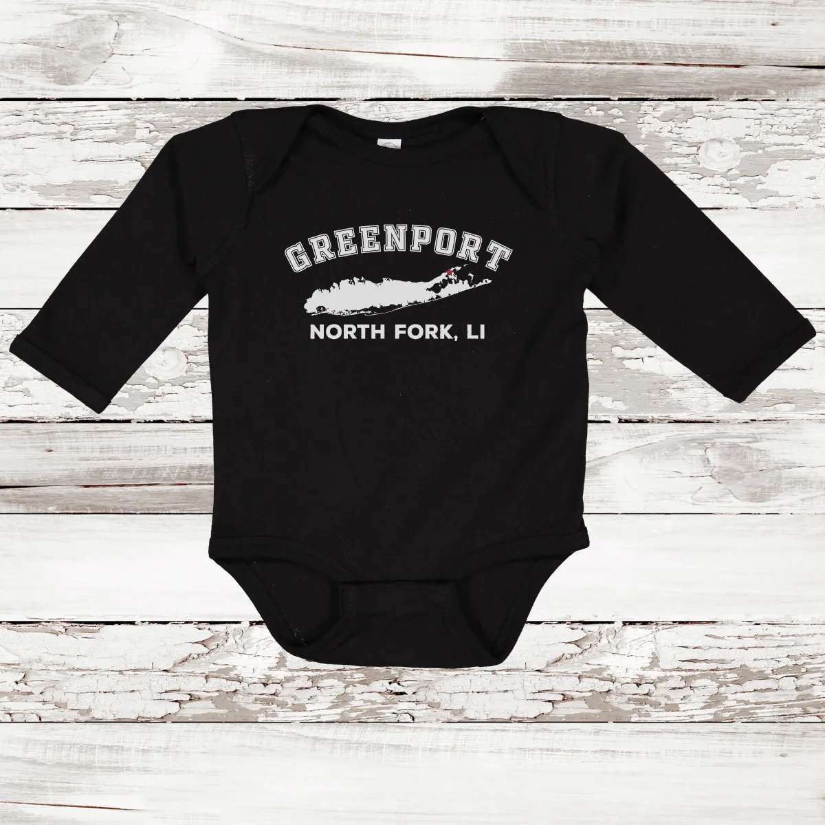 Greenport North Fork Long Sleeve Baby Onesie | Classic Colors