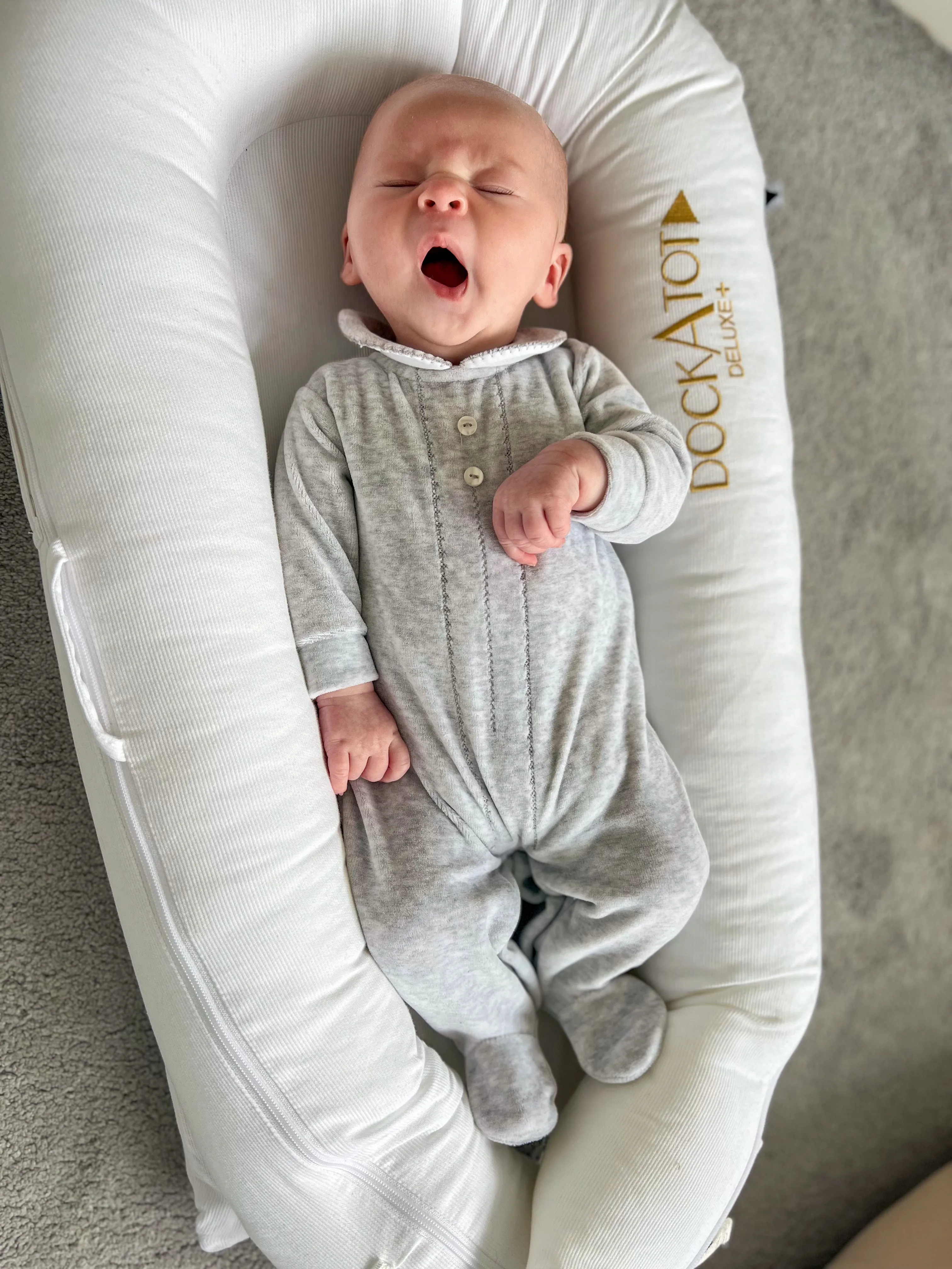 Grey Velour Babygrow