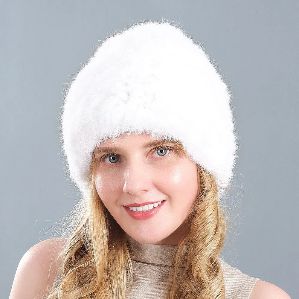 Hand-knitted Rabbit Fur Hat