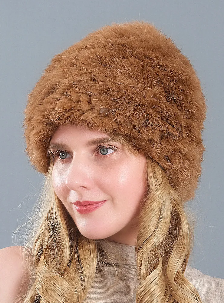 Hand-knitted Rabbit Fur Hat