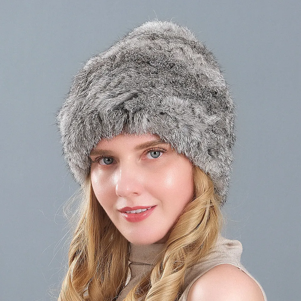 Hand-knitted Rabbit Fur Hat