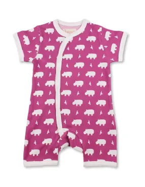 Hippo Short Romper Raspberry Organic Cotton