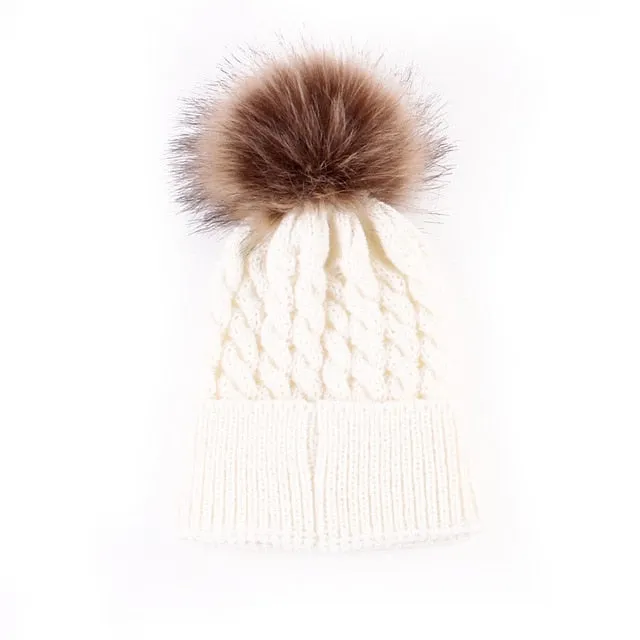 Infant Baby Boy Girl & Mom Winter Knit Warm Soft Beanie Hat