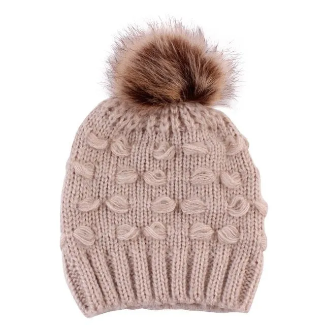 Infant Baby Boy Girl & Mom Winter Knit Warm Soft Beanie Hat
