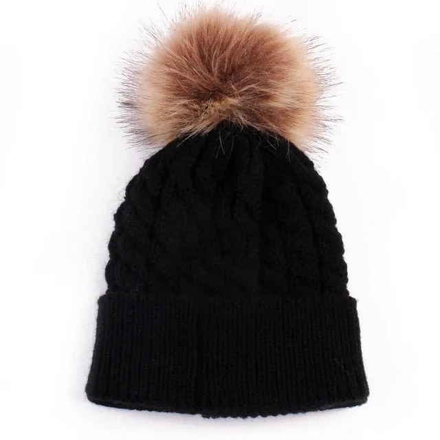 Infant Baby Boy Girl & Mom Winter Knit Warm Soft Beanie Hat