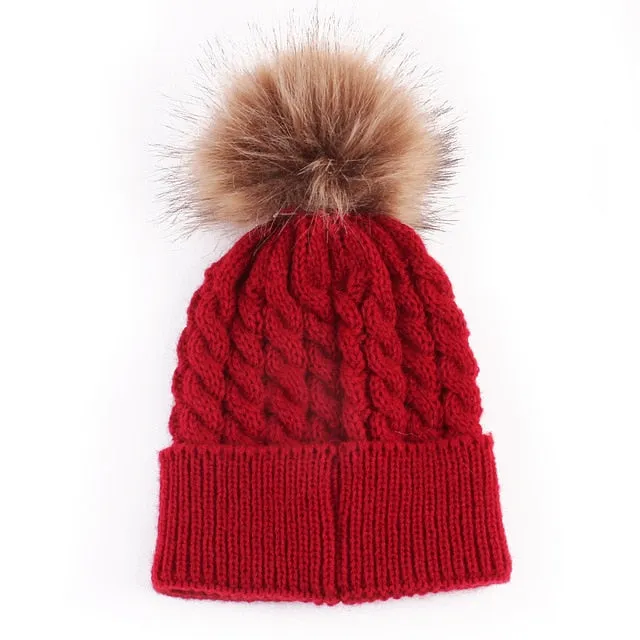 Infant Baby Boy Girl & Mom Winter Knit Warm Soft Beanie Hat