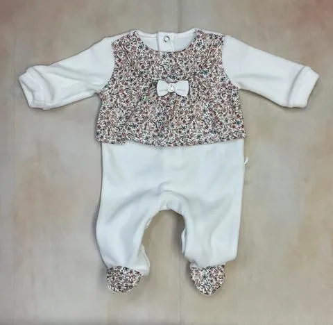 Infant girl layette floral design footsie