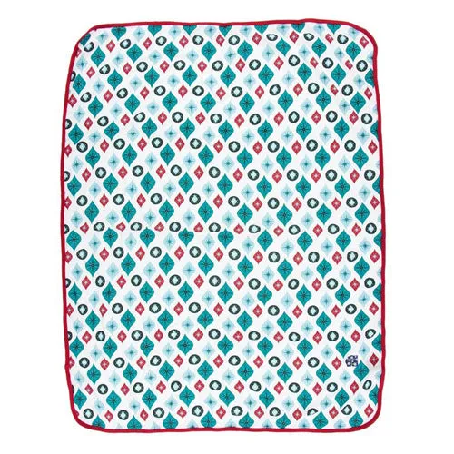 KicKee Pants Holiday Print Swaddling Blanket in Natural Vintage Ornaments