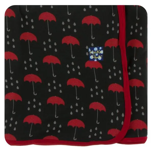 KicKee Pants London Swaddling Blanket in Umbrellas and Rain Clouds