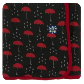 KicKee Pants London Swaddling Blanket in Umbrellas and Rain Clouds