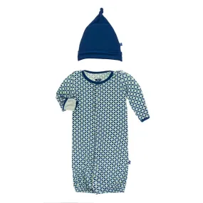 Kickee Pants - Print Layette Converter & Knot Hat Set - Pistachio Taj Mahal