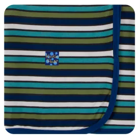 KicKee Pants - Print Swaddling Blanket - Botany Grasshopper Stripe
