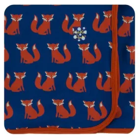 KicKee Pants - Print Swaddling Blanket in Navy Fox