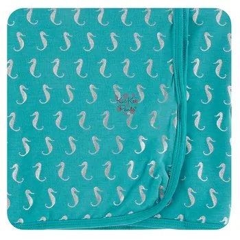 Kickee Pants - Print Swaddling Blanket in Neptune Mini Seahorses