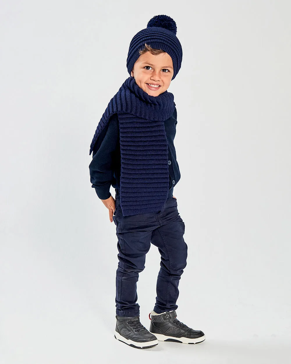 Kids (4-5 Years) Ribbed Hat with Oversized Knit Pompon