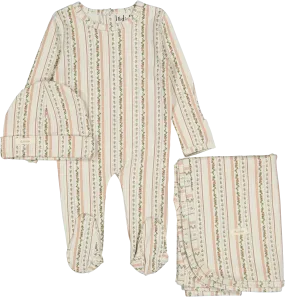 Ladida Blush Blooming Stripe Layette Set