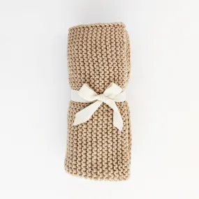 Latte Garter Stitch Knit Baby Blanket