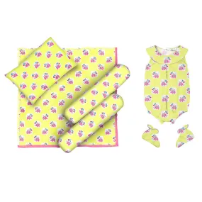 Layette Set with Baby Bodysuit & Booties <br>Elephant with Balloons <br> <span style="font-size: 11px; font-family:Helvetica,Arial,sans-serif;">Can Be Personalised</span>