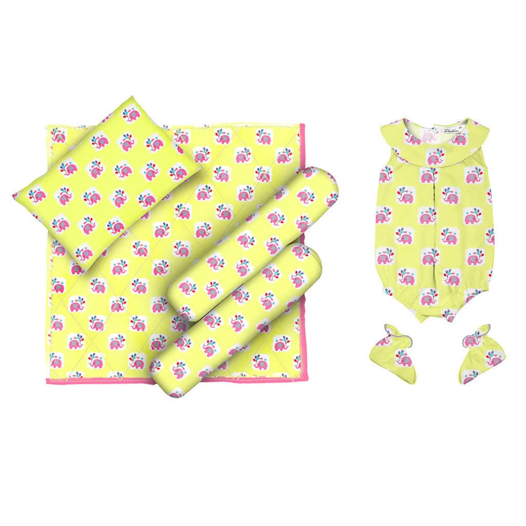 Layette Set with Baby Bodysuit & Booties <br>Elephant with Balloons <br> <span style="font-size: 11px; font-family:Helvetica,Arial,sans-serif;">Can Be Personalised</span>