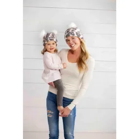 Leopard Mom Mini Beanie Set