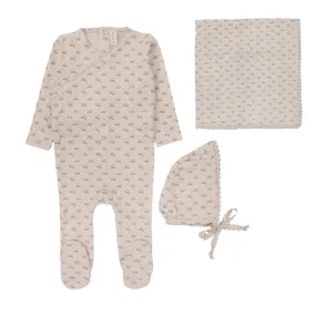 Lilette Natural/Mauve Dotty Florette Layette Set