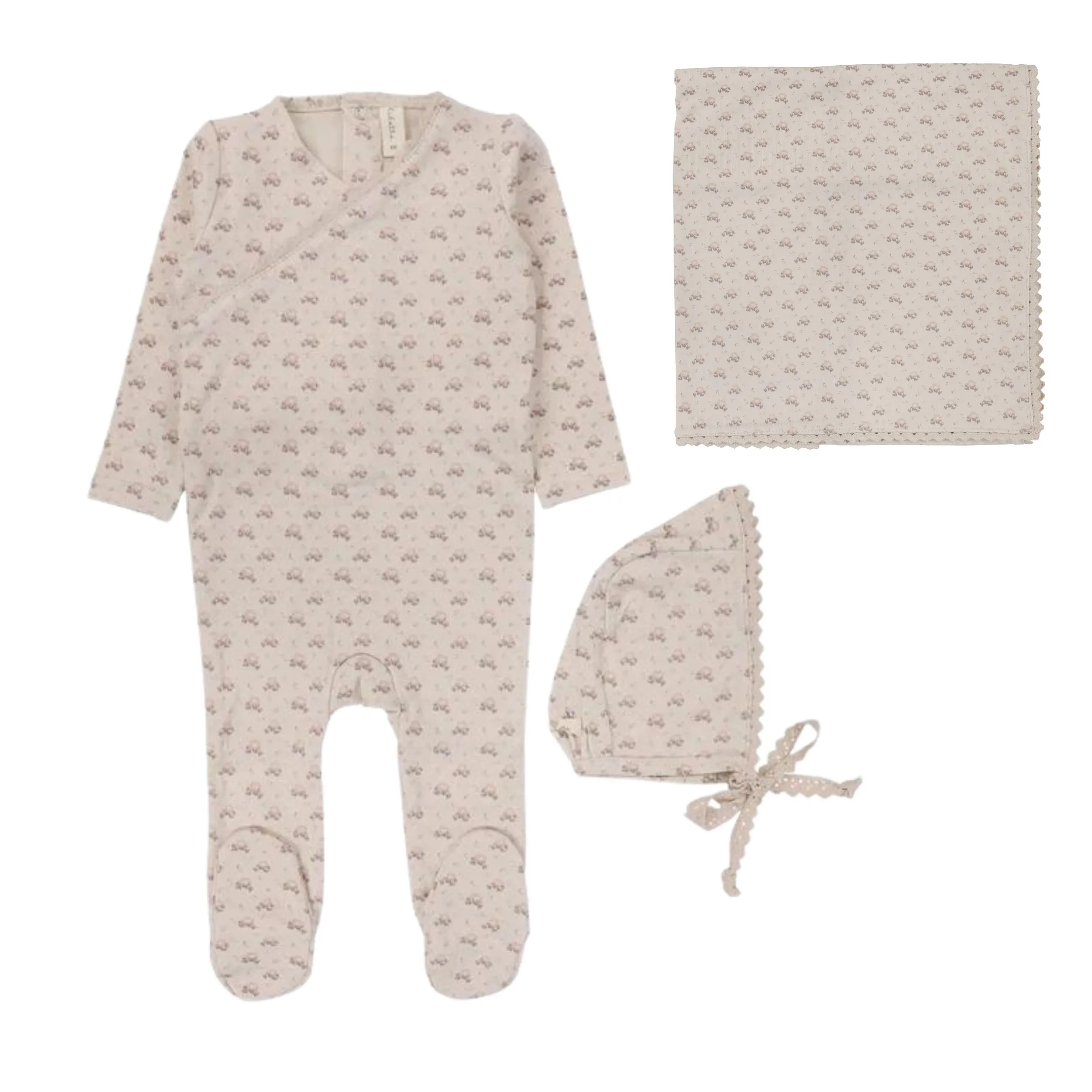 Lilette Natural/Mauve Dotty Florette Layette Set
