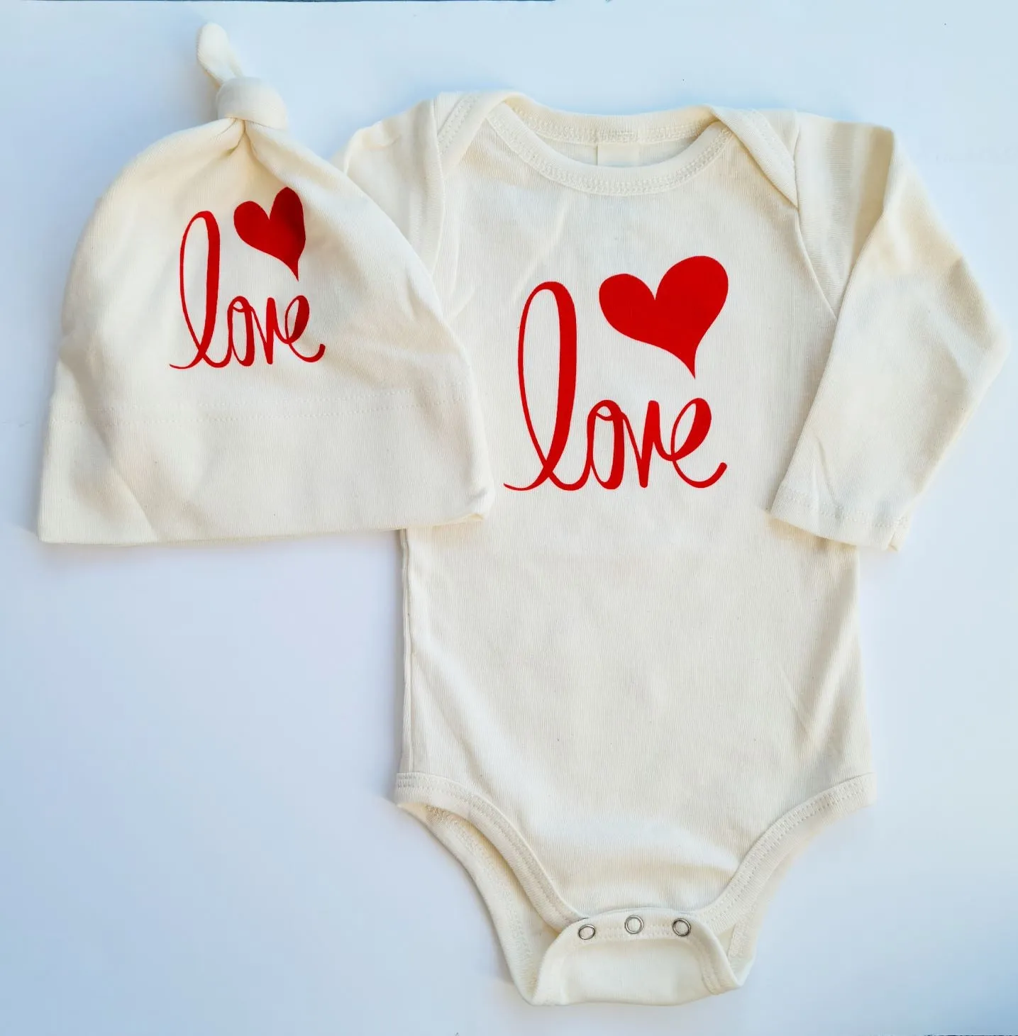Love Long Sleeve Romper & Hat Gift Set