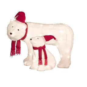 Mama and Baby Polar Bear (Set of 2) Outdoor Lighted Christmas Yard Decor