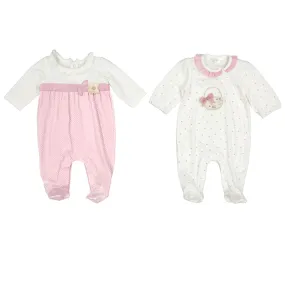 Mayoral Girls Twin Pack Rose Sleepsuits