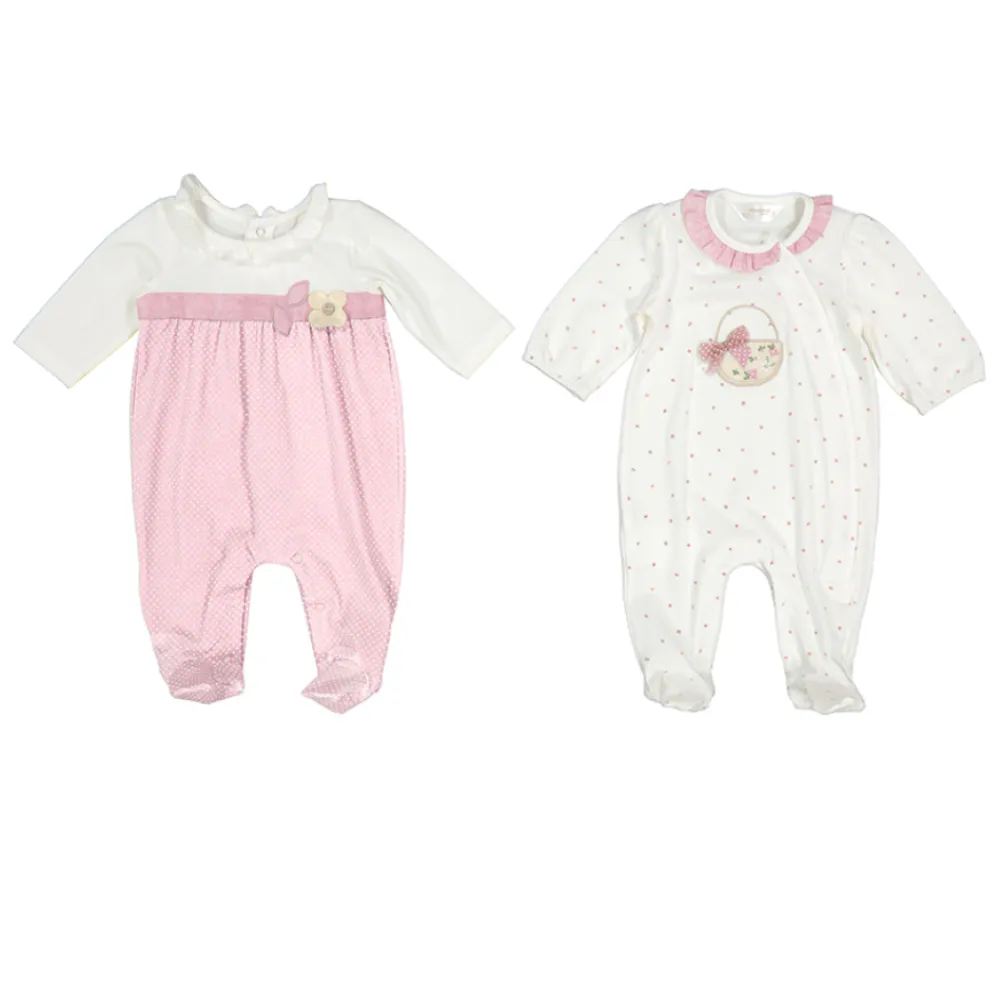 Mayoral Girls Twin Pack Rose Sleepsuits