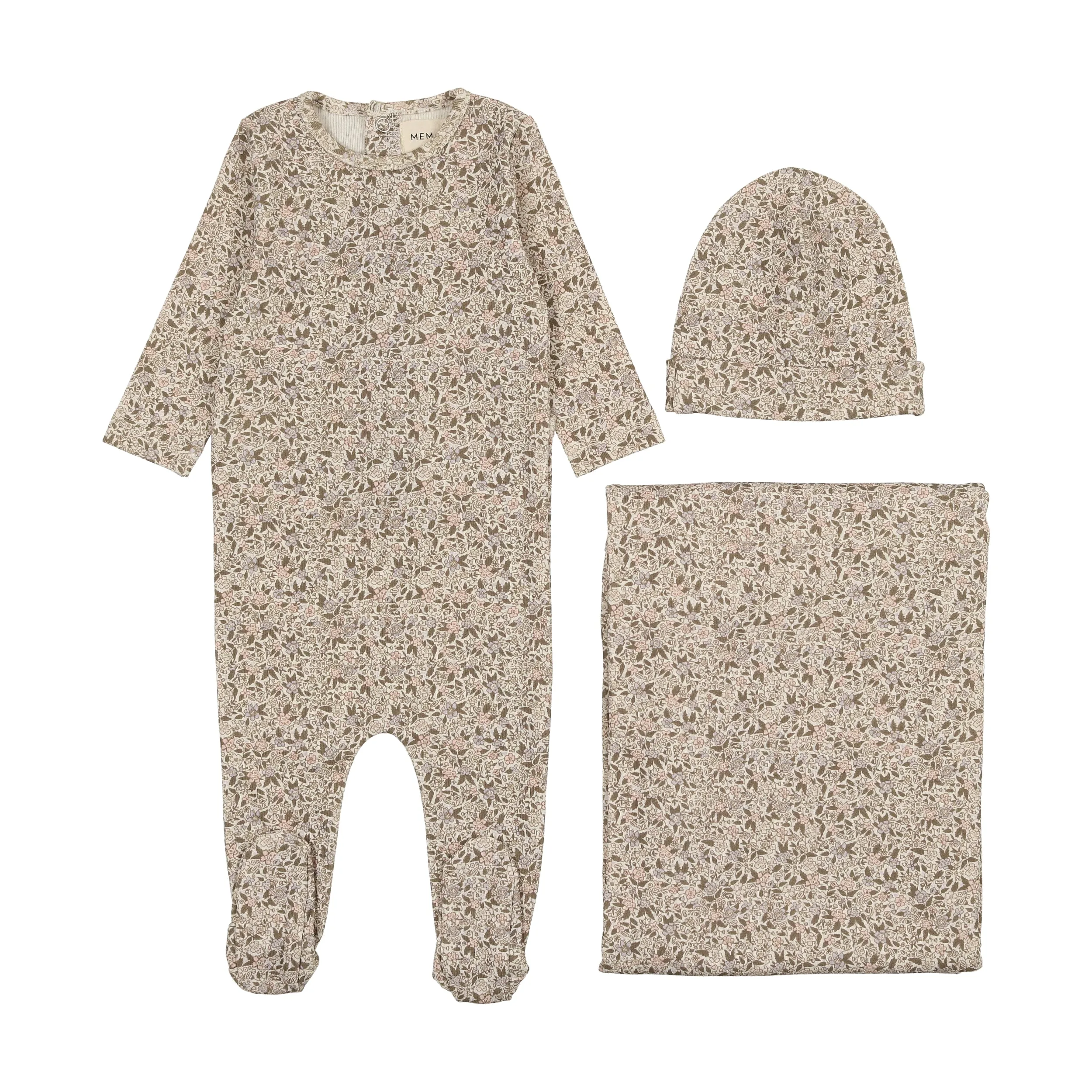 Mema Knit Floral Layette Set