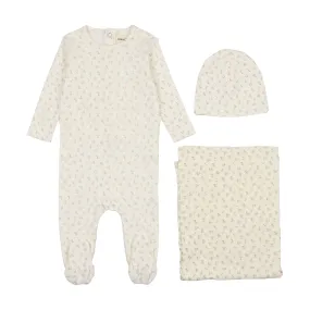Mema Knit Pink Cherry Print Layette Set