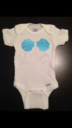 Mermaid Baby Onesie, Mermaid Seashell Bra Shirt, Girl Shirt, Seashells Shirt, Baby Shower Birthday