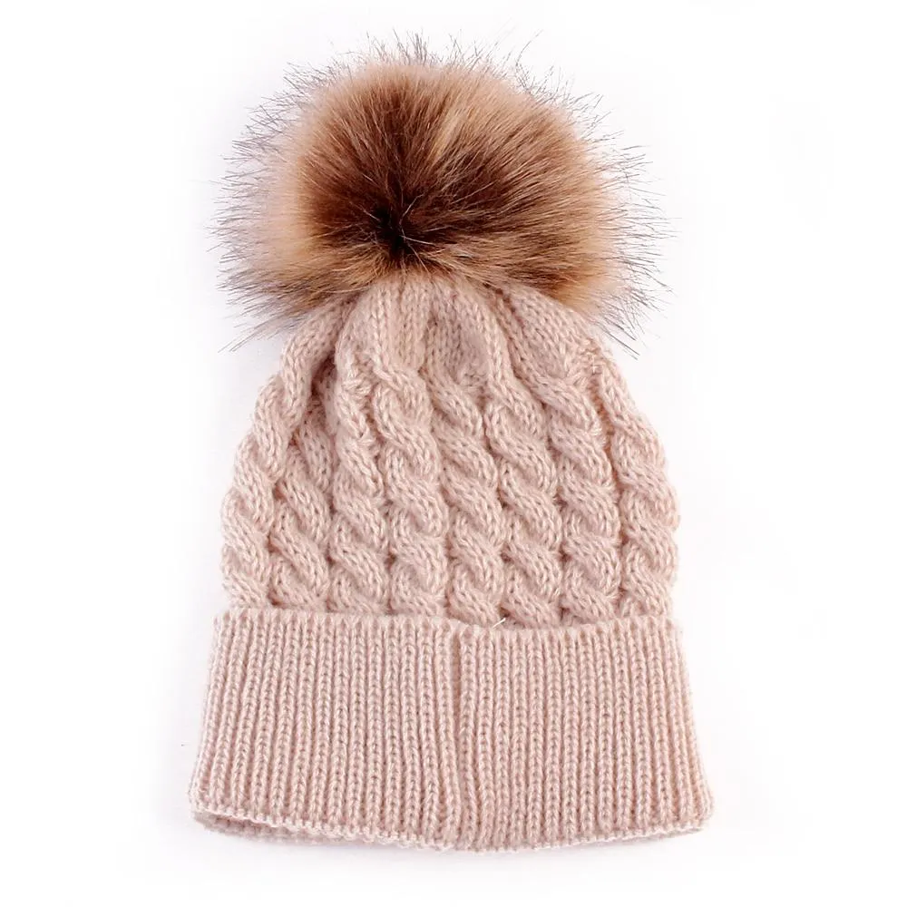 Mom And Child Warm Matching Winter Knitted Soft Beanie Hats