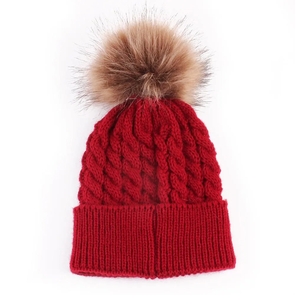 Mom And Child Warm Matching Winter Knitted Soft Beanie Hats
