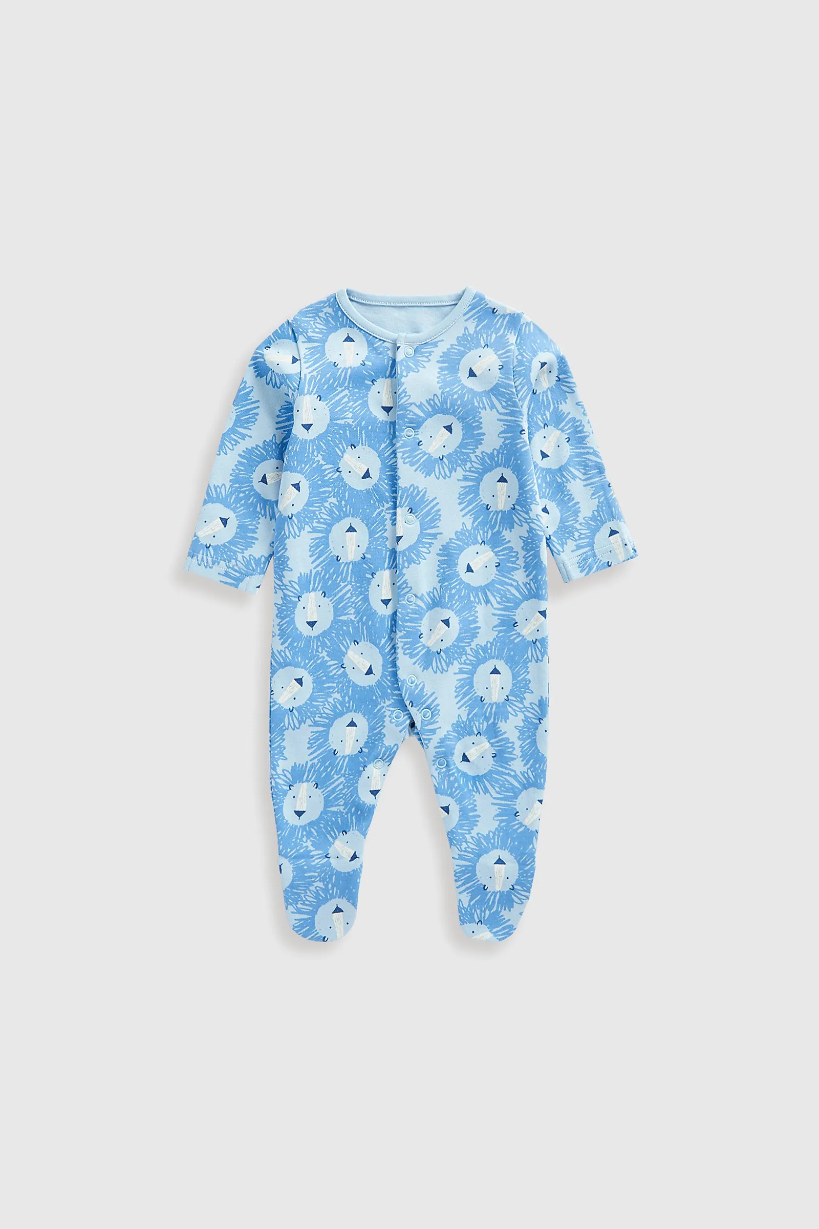 Mothercare Blue Lion Baby Sleepsuits - 3 Pack