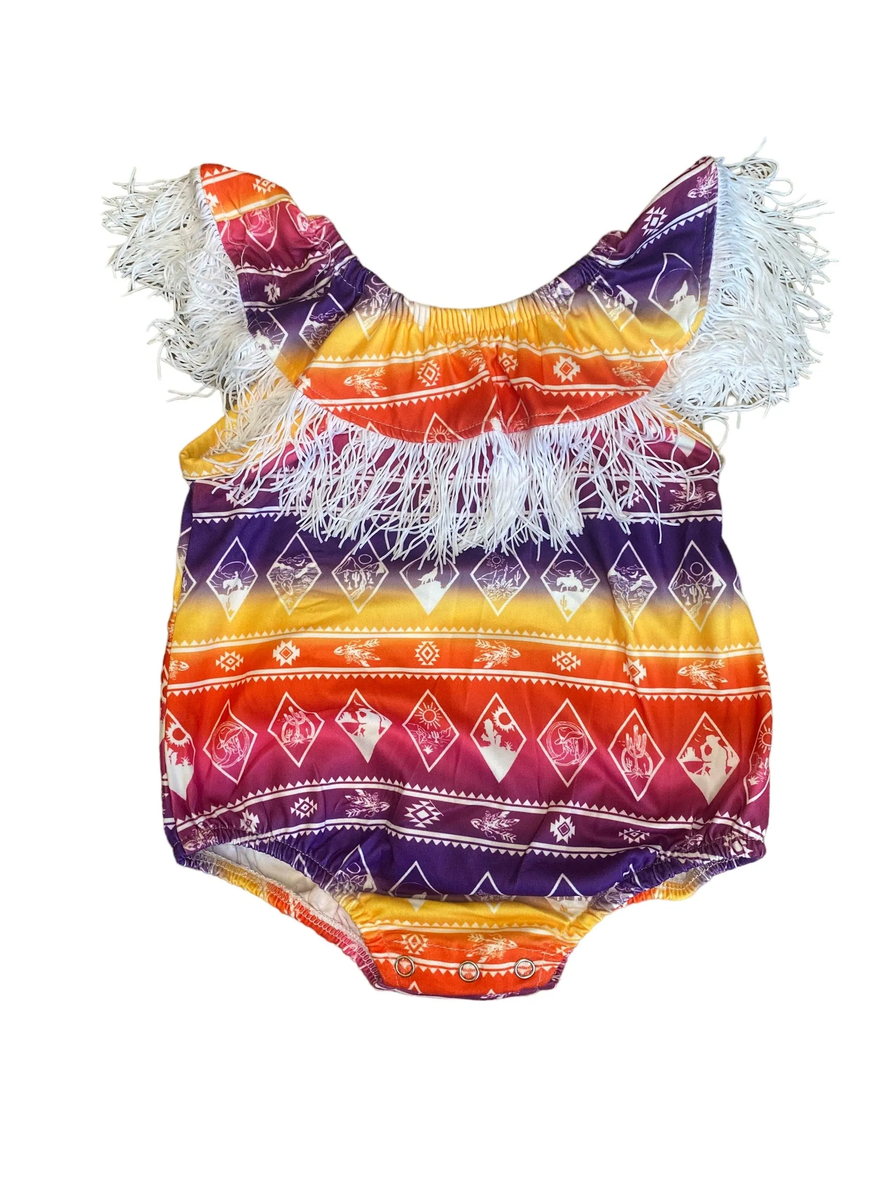 Neon Aztec w/t Fringe Onesie (0-18M)