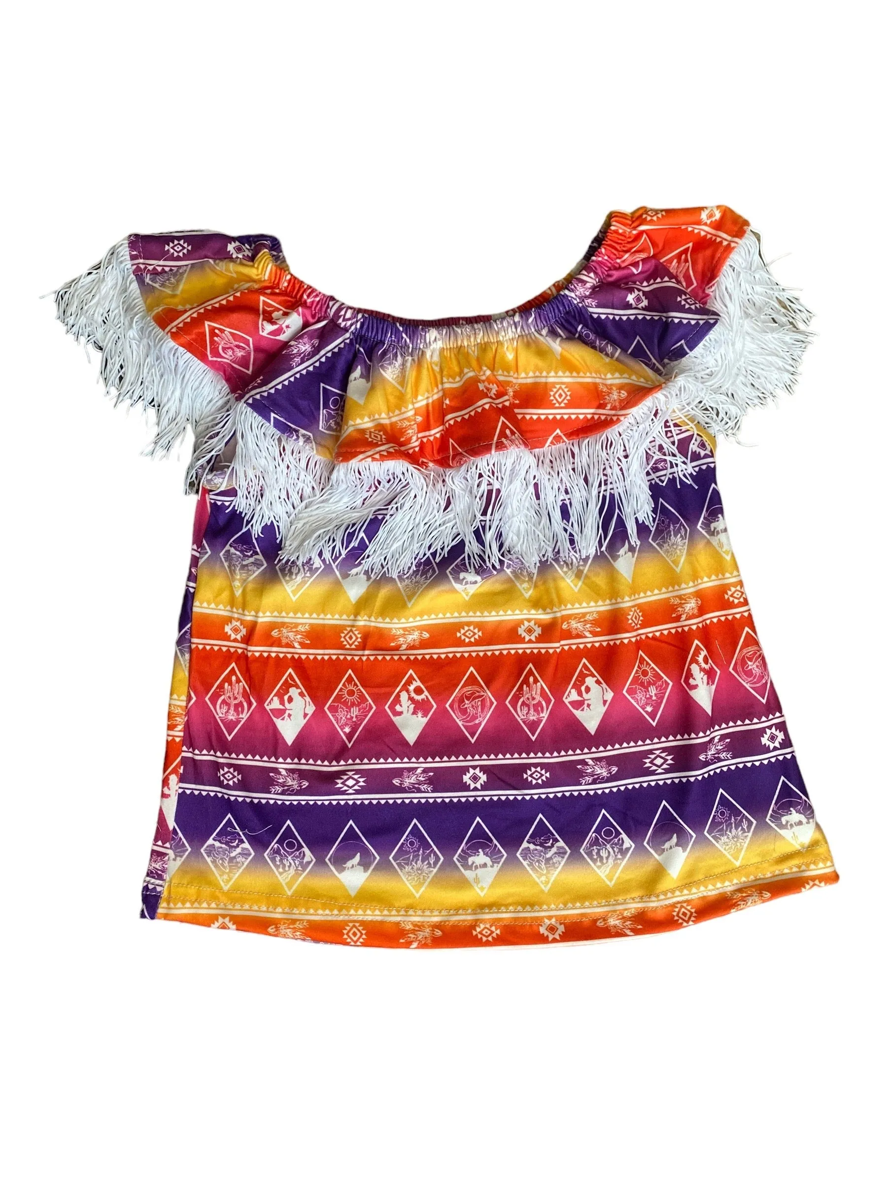 Neon Aztec w/t Fringe Shirt Kid (6-7)