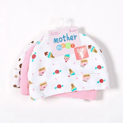 Newborn Baby Hats Star Printed 3pcs/lot