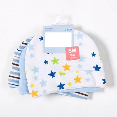 Newborn Baby Hats Star Printed 3pcs/lot