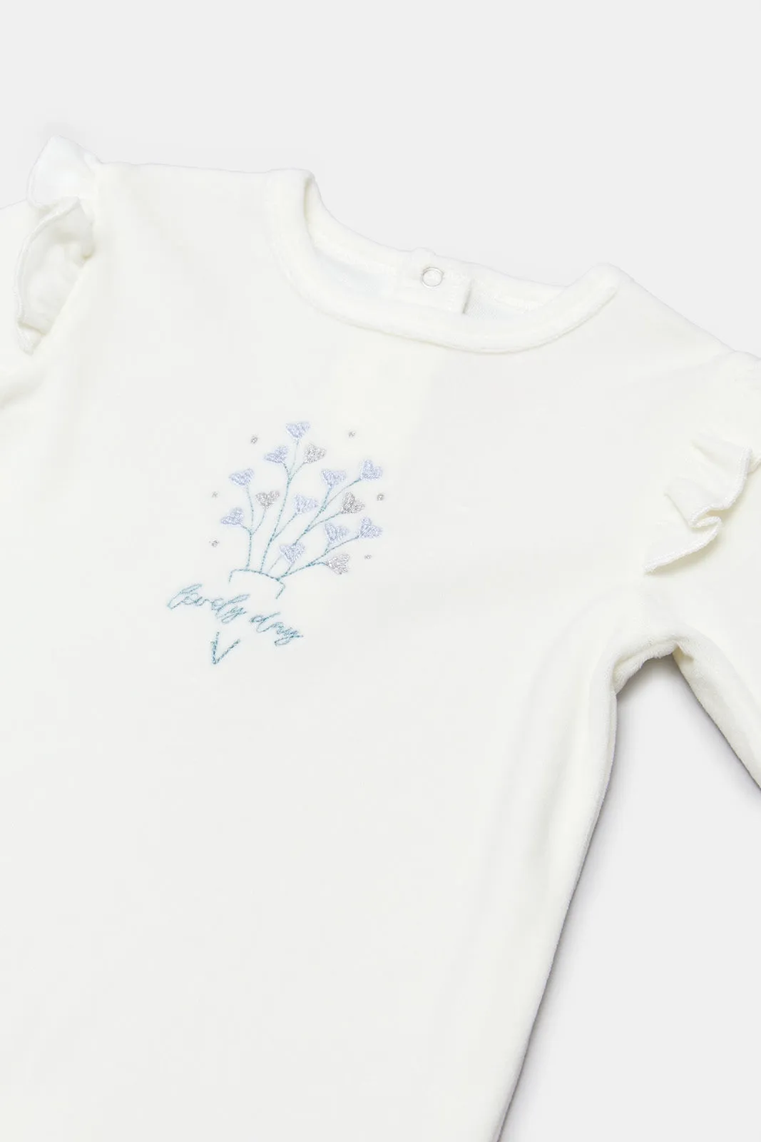 Newborn White Print Sleepsuit