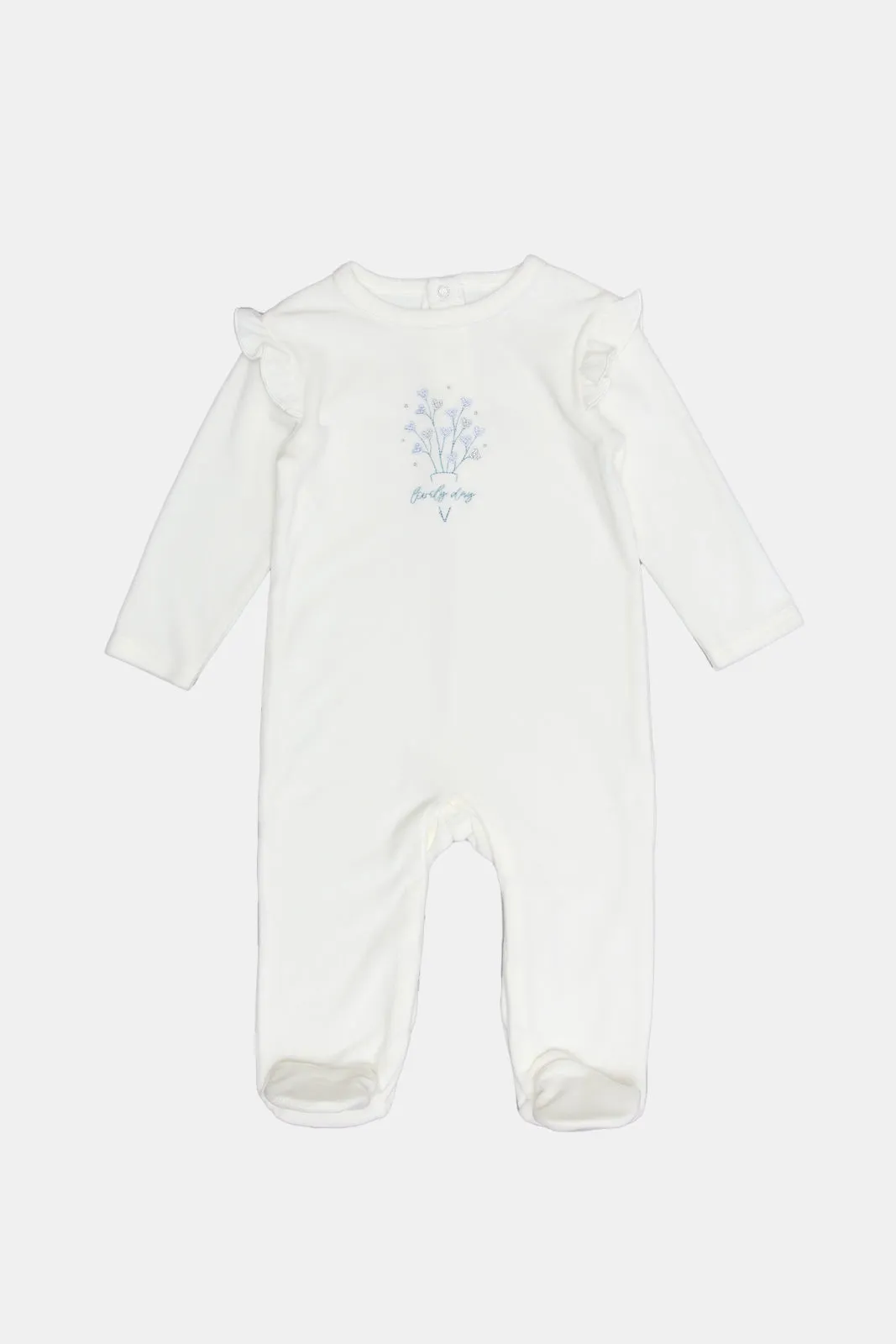 Newborn White Print Sleepsuit