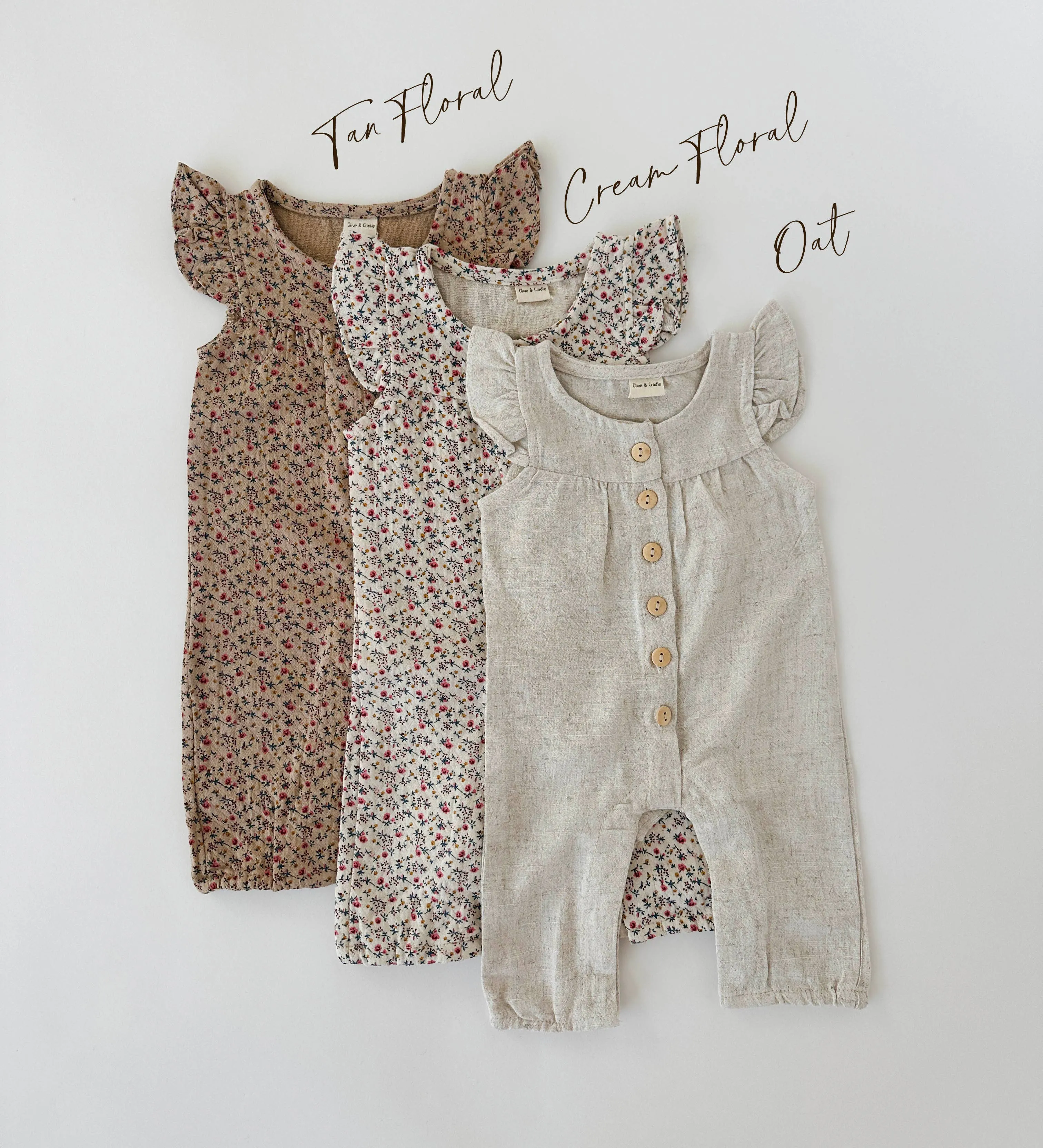 OLIVE & CRADLE - Baby Girl ROMPER Jumpsuit Ruffle sleeve MELANIE outfit  Bow