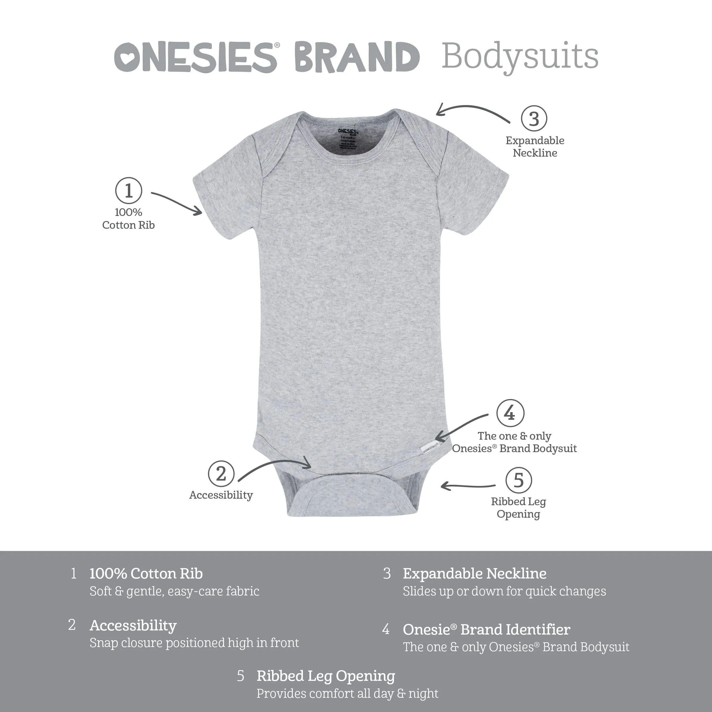 Onesies Brand Unisex Baby Bodysuits 8-Pack