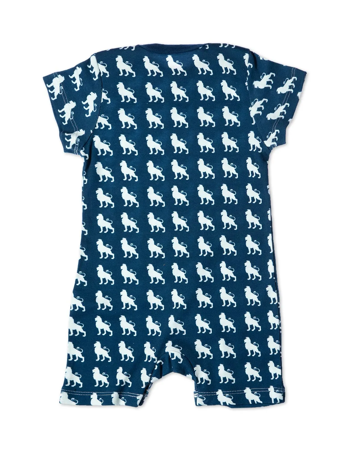 Organic Cotton Short Romper Blue Lion