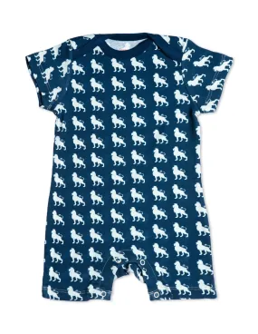 Organic Cotton Short Romper Blue Lion
