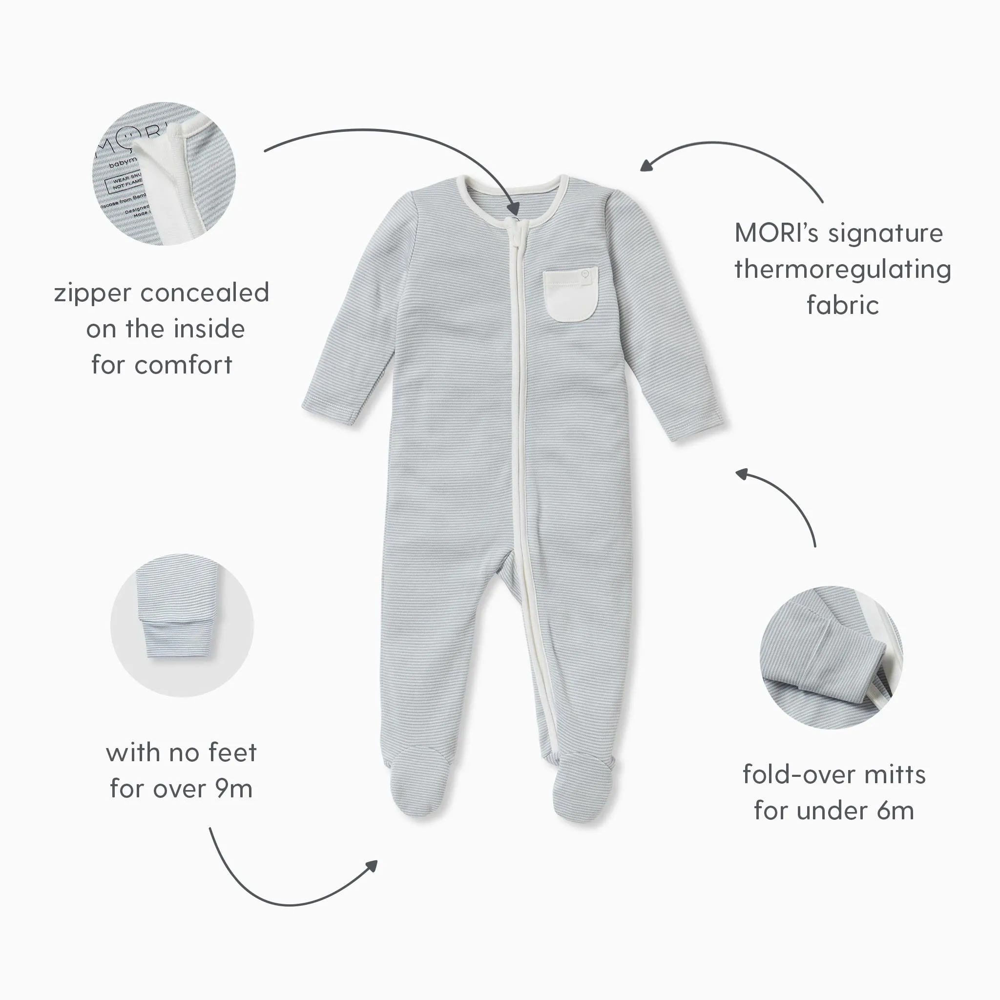 Panda Zip Baby Pajamas 4 Pack