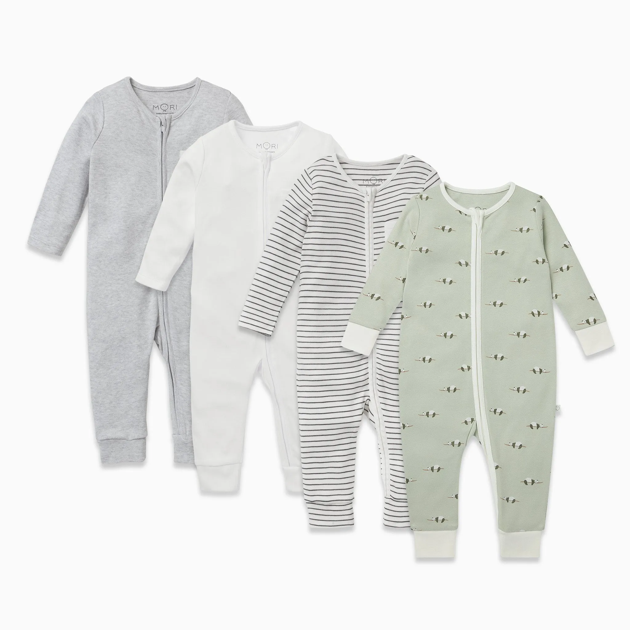 Panda Zip Baby Pajamas 4 Pack