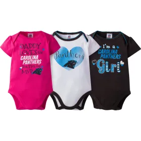 Panthers Girls 3 Pack Short Sleeved Onesies